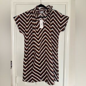 NWT Never A Wallflower From Anthropologie Chevron Print Short Sleeve Tunic Dress